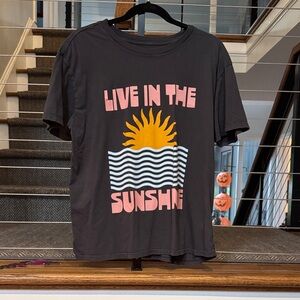 Z Supply Black Tee with Pink and Yellow Graphic